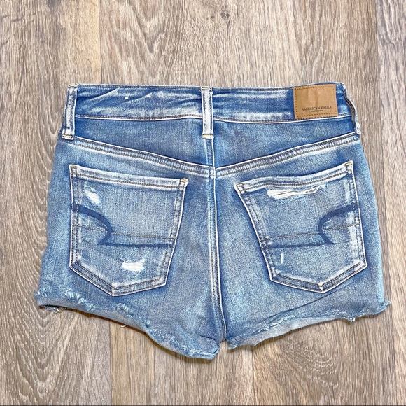 American Eagle Hi Rise Jean Shorts Distressed - Picture 4 of 6